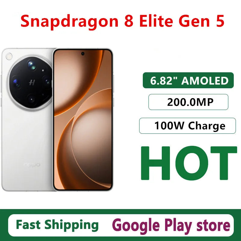 In Stock Oppo Find X9 Ultra Smart Phone 6.82" AMOLED 200.0MP Camera 100W Charge 7050mAh Battery Snapdragon 8 Elite Gen 5 IP69