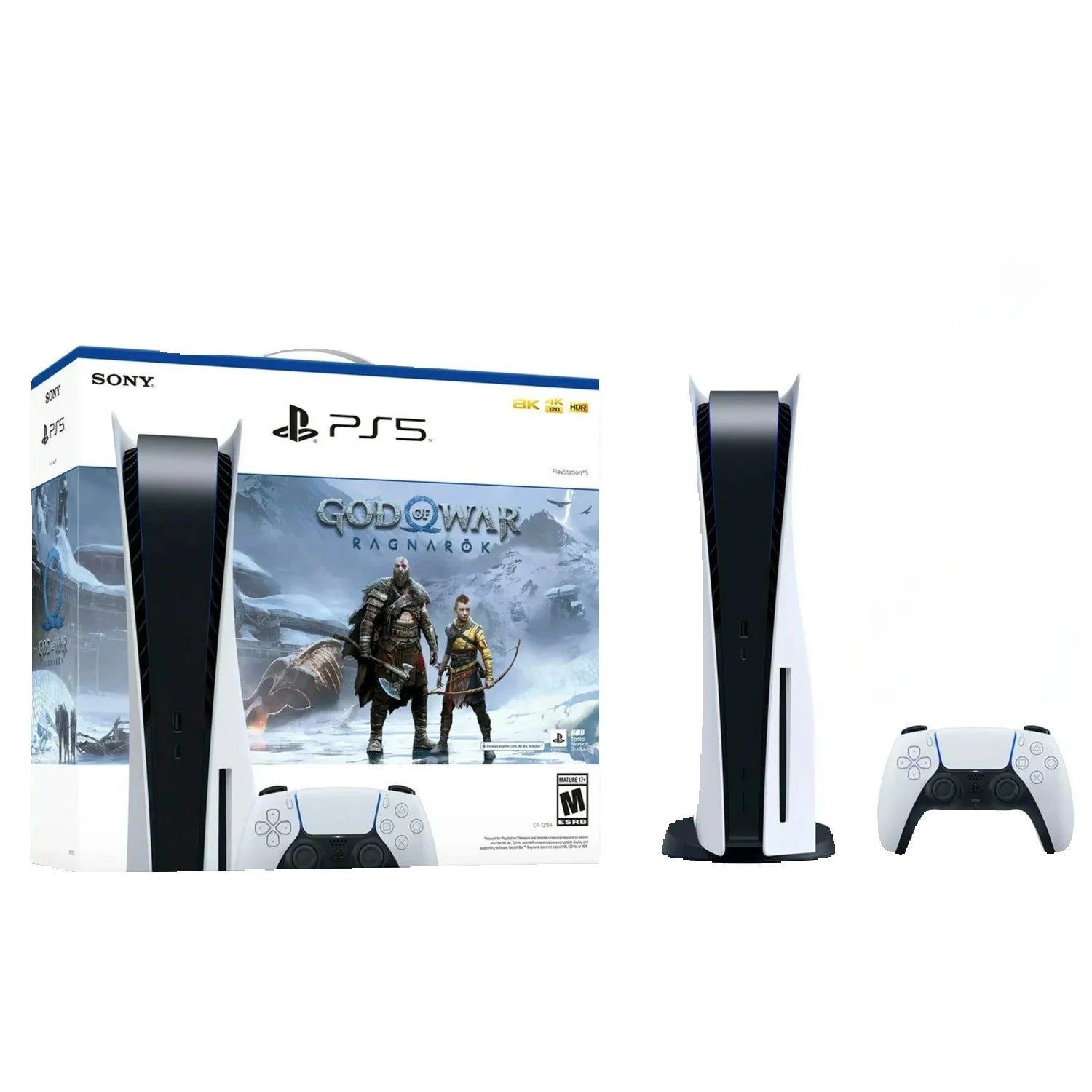 Sony PS5 Gaming Console Disc Edition, White, with God of War Ragnarök Included