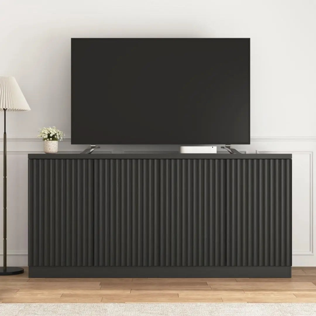 Large Modern Fluted Sideboard Buffet Credenza 4-Door Adjustable Storage Rebound Device Living Room Kitchen Hallway, Customized