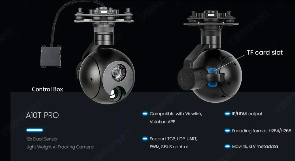 AI Tracking A10T Dual Sensor Gimbal Camera 10x Light Weight Drones Accessories