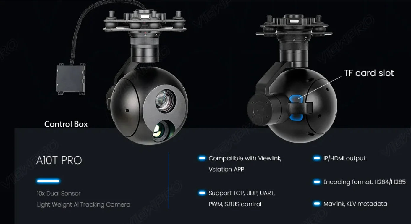AI Tracking A10T Dual Sensor Gimbal Camera 10x Light Weight Drones Accessories