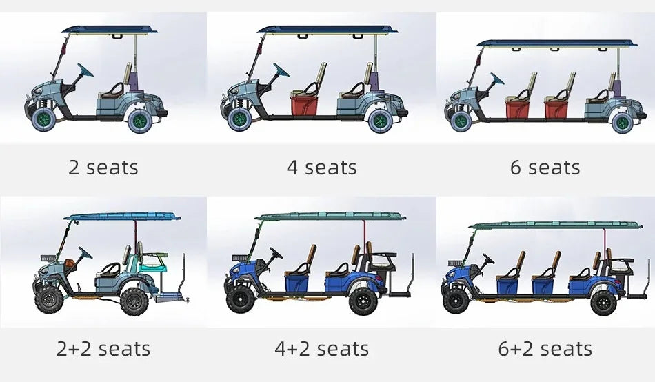 High Performance New Road 6 Wheel Drive Street Legal Club Car Electric Golf Cart Buggy 30-50Km/h Front Disc Brakes80-100km Range