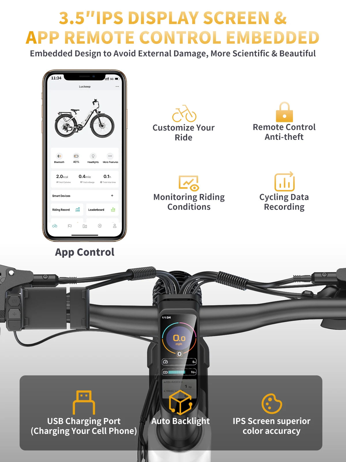 Electric Bike 750W Motor 48V20AH Battery Smart APP Remote Control E-Bike 26*3.0-inch Tire Torque Sensor Aldult Electric Bicycle
