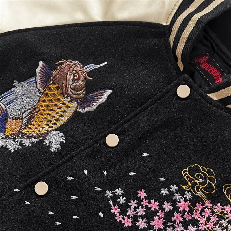 B130 Premium Baseball Jackets For Man PU Raglan Sleeve Streetwear Autumn Quality Heavy Embroidery Harajuku Chamarras Para Hombre