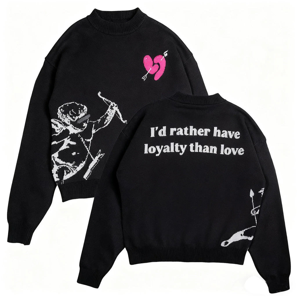 Harajuku Cross-Border Autumn Winter Trend round Neck Loose Anime Embroidery Unisex Subculture Long Sleeve Sweater Wholesale
