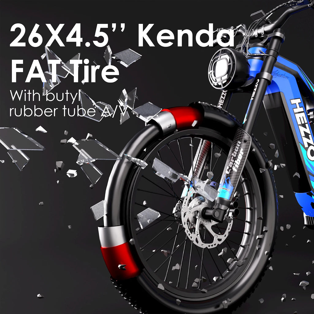 HEZZO K9 Ebike 1000W 52V Middrive Ebike 52V 21Ah Battery 160N.m Oil Brakes Power-Off Protection Off-Road Powerful Electric Bike