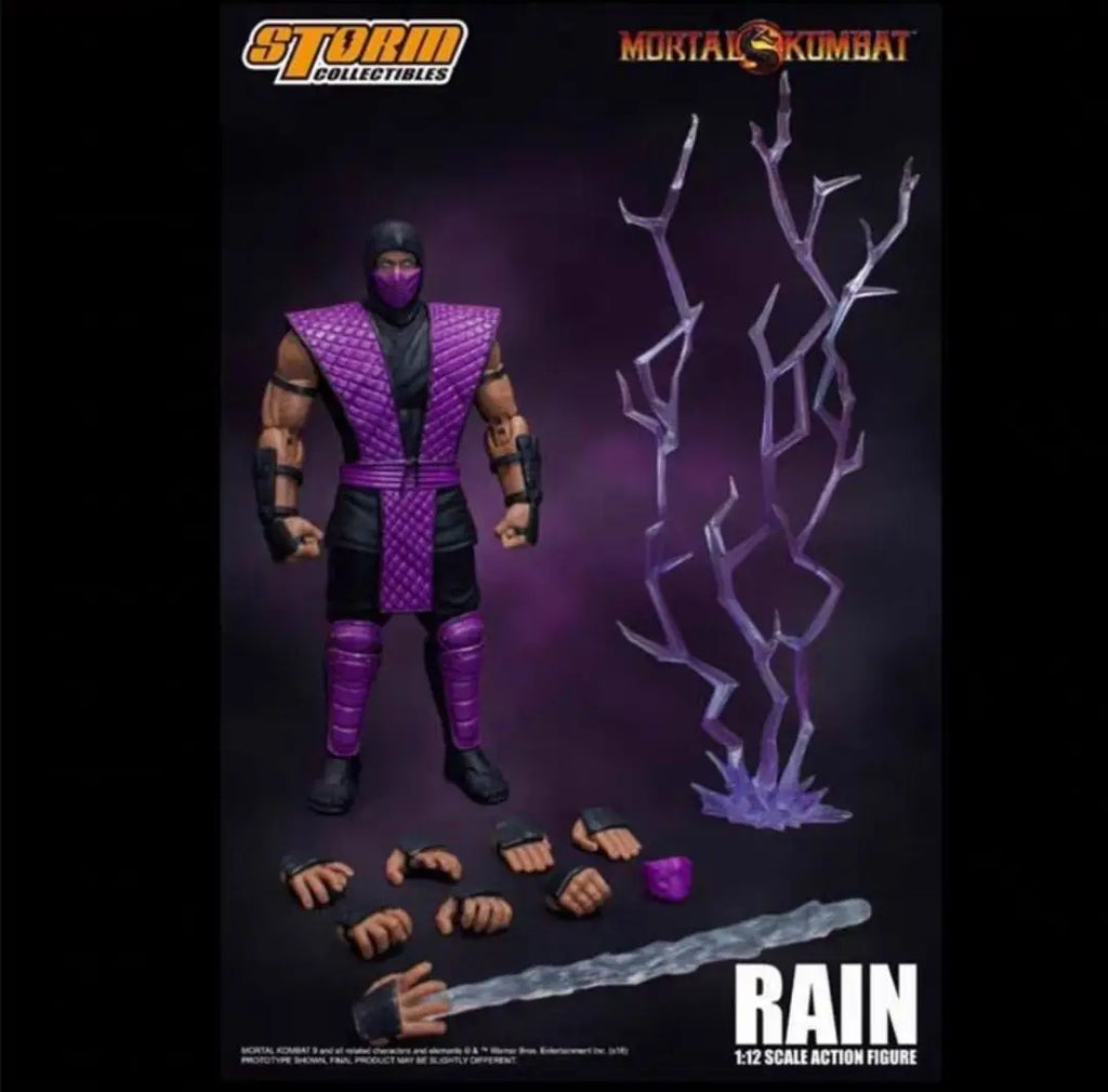In-stock Storm Toys Mortal Kombat Magic Empire Purple Ninja RAIN 1/12 Scale Action Figure Model Collectible Gift