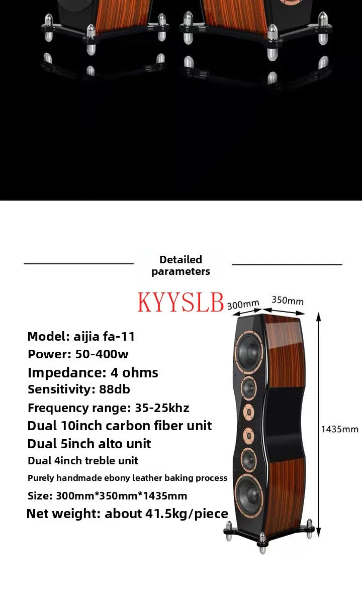 400W Dual 10-inch High-power Floor-standing Speakers Carbon Fiber Units High-fidelity Passive Speakers Home Front Audio 4ohm
