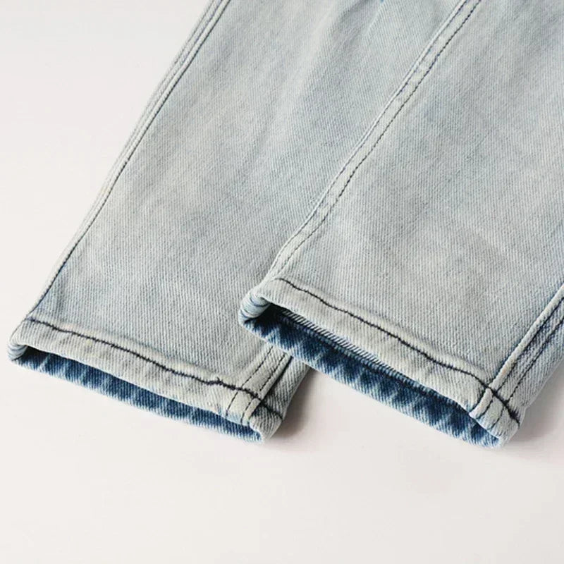 2025 KSUBI Men Personality Multi-style Low Rise Elastic Skinny Denim Pants American Style Ripped Trousers Jeans