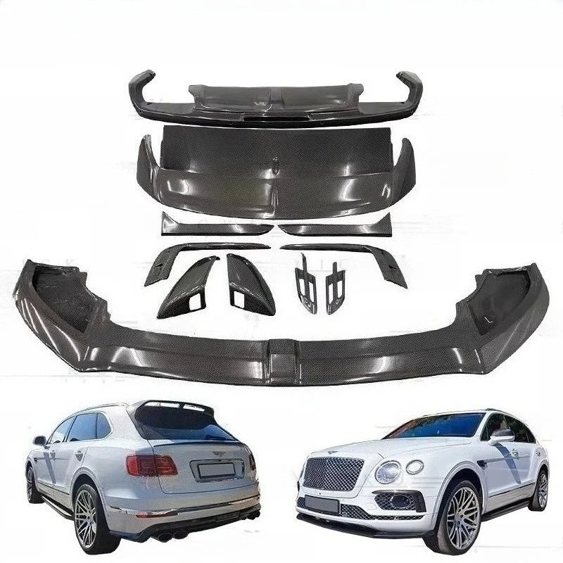 2016-2018 Carbon Fiber forBentley Bentayga V8 Upgrade W12 Style Body Kit Front Lip Rear Lip Spoiler Side Exhaust Pipe Kit