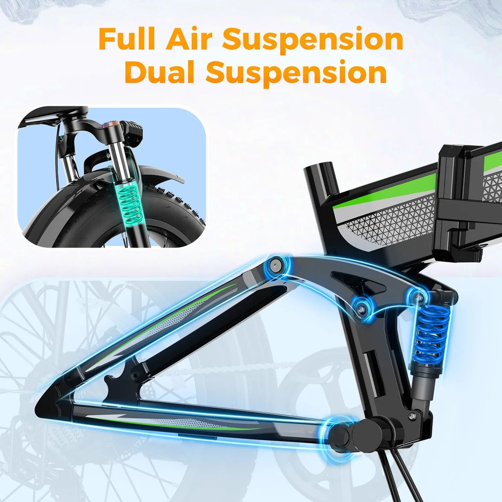 20" Fat Tire 1500W 48V/12.8AH Electric Folding E-Bike Bicycle for Adults