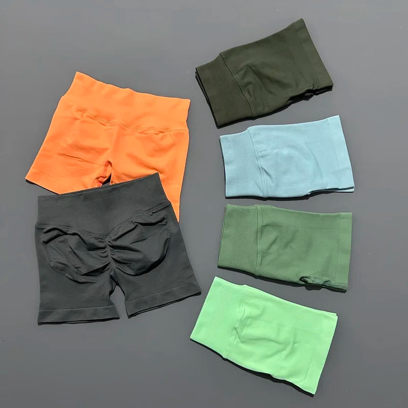 HISTELLO Impact Gym Shorts Women Sports Shorts Scrunch Butt Fitness Biker Short Workout Yoga Leggings Running Seamless Leggings