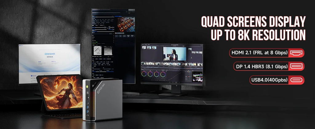 GMKtec EVO-X2 MINI PC Ryzen Al Max+ 395 LPDDR5 8000MHz PCle 4.0 M.2 2280 SSD Windows11 Pro USB4.0*2 WIFI7 BT5.4 Desktop Computer