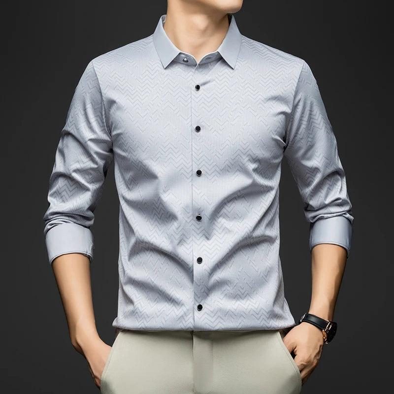 BROWON Men Shirt Long Sleeve Autumn 2025 New Solid Color Casual Luxury Shirt  Man Business Office Slim Shirts for Men Clothes