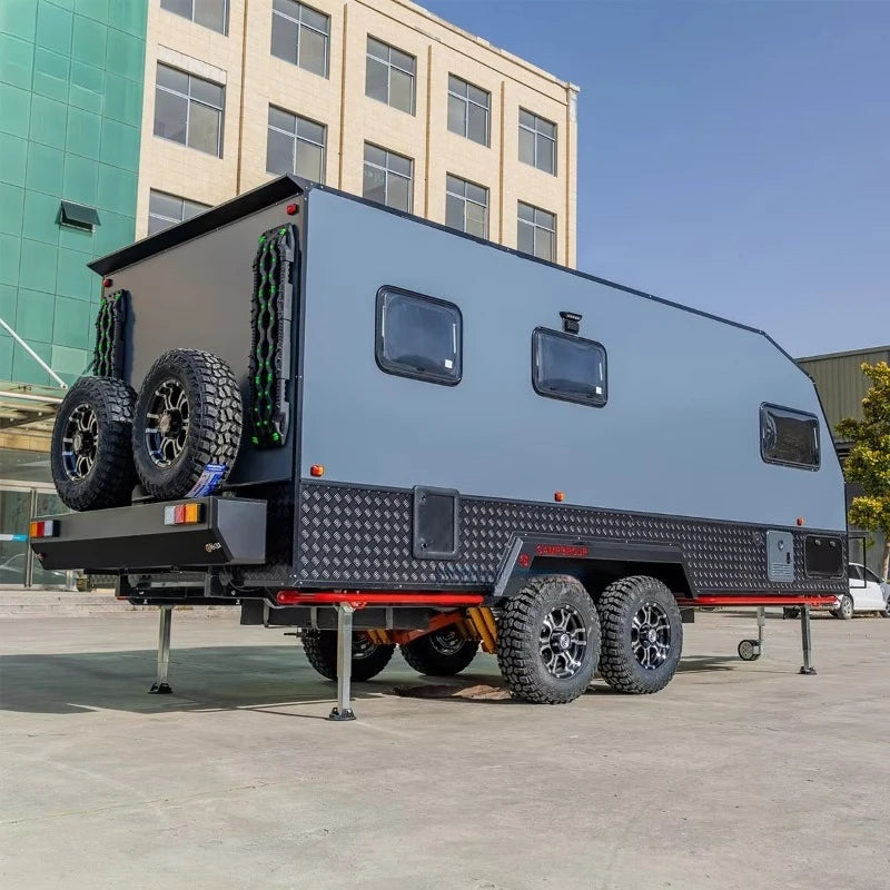 Customized Off Road Small Family Camping Caravan RV Camper Trailer With Toilet Reliable For Outdoor Camping Trips