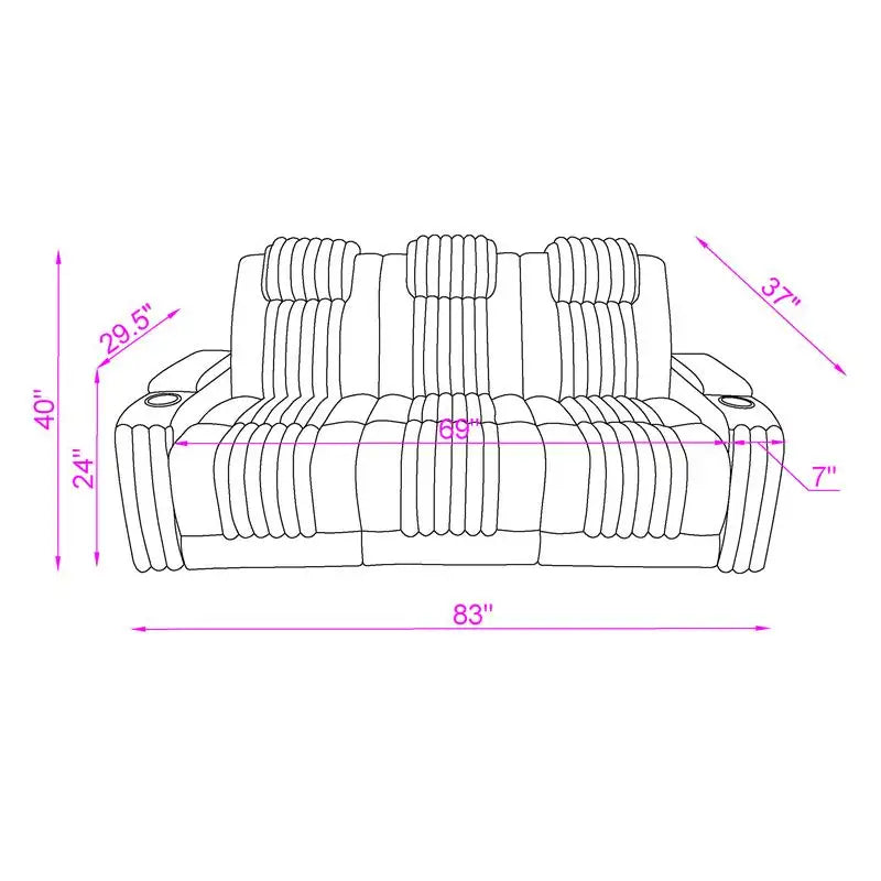 3-Piece Power Reclining Sofa Loveseat Recliner Set with Power Headrest LED Lights and More