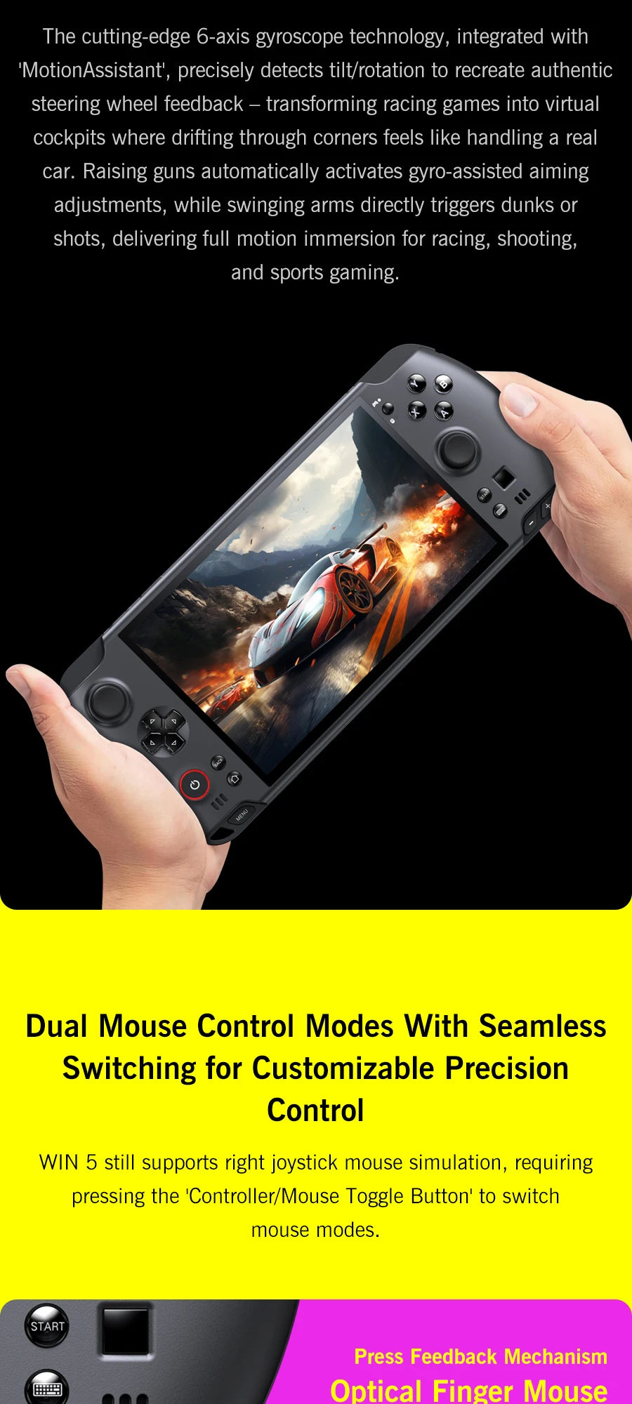 GPD Win5 Handheld Gaming AI MAX+ 395 64+2 7"  DDR5 M.2 SSD  Fingerprint unlock capacitive joystick RGB Gaming Laptop