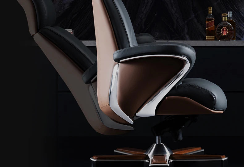 Italian Light Luxury Chiar Leather Boss Office Cowhide Comfortable President Chair Swivel Computer Silla Oficina Furniture
