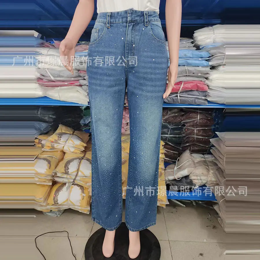 2025 Spring New Simple Loose Straight Jeans Europe and America