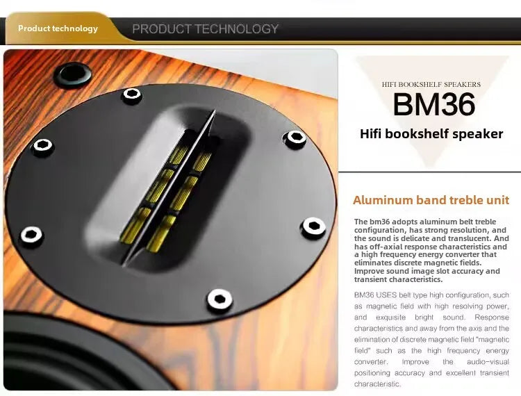 Bm36 High Fidelity Hifi Speaker Fever Level Passive Bookshelf Speaker Three-way Home Audio Sound Speaker