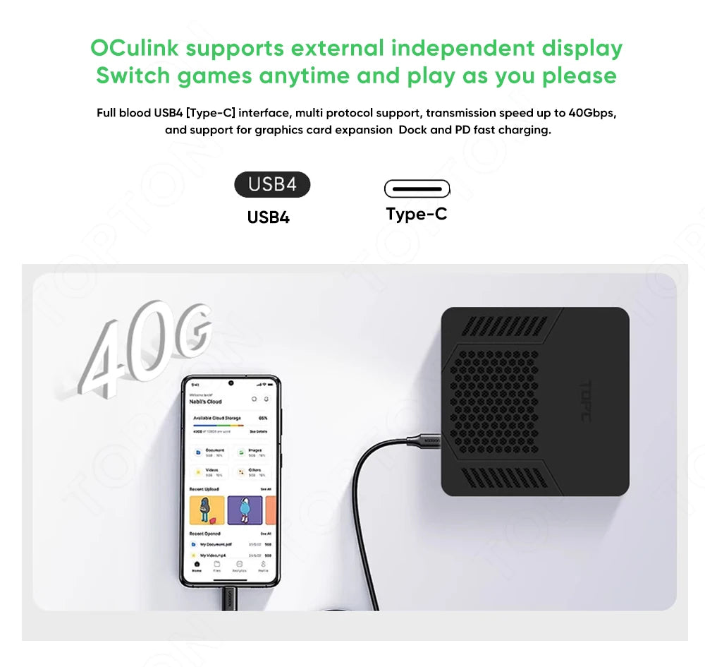 TOPC Mini PC Gaming Desktop Computer for Ryzen AI 9 HX 370 7 H 350 OCuLink USB4 2x2.5G LAN 2xPCIe Windows 11 WiFi6E