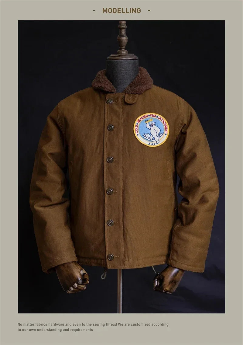 N-1 Red Tornado Naval Deck Jacket Jungle Cloth Shell Alpaca Lined Coat Men Vintage Workwear 2026ss design