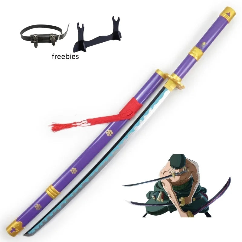 40incn Roronoa Zoro Katana Ninja Knife Sword Anime Cosplay Costume Zoro Real Size Japanese Katana Original Samurai Sabre Gift