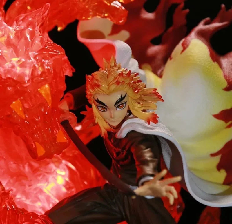 39cm Demon Slayer Rengoku Kyoujurou Action Figure Flame Breathing Light-Up Statue PVC Anime Character Collection Model Fan Gift