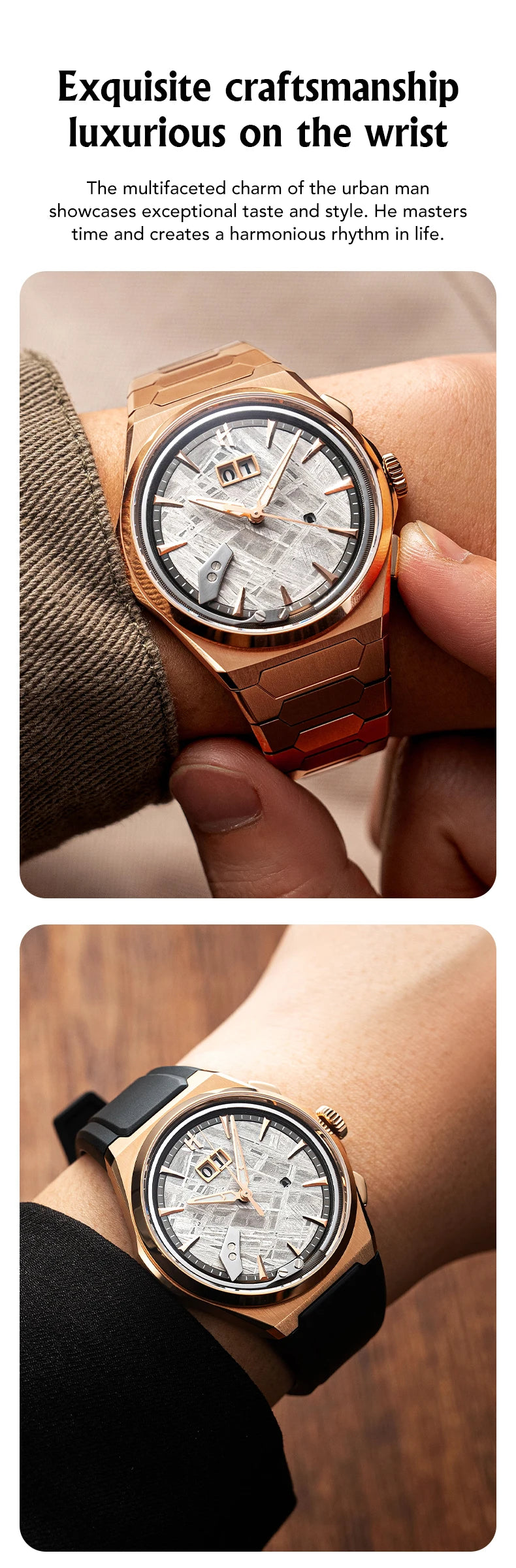 Lucky Harvey Meteorite Pattern Dial Chiming Watches Self-sounding Grade 5 Titanium Alloy Automatic Mens Wristwatch New Limited