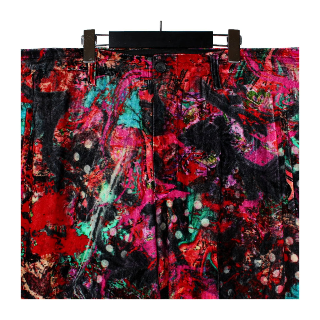 TOP-YAMAMOTO Japanese original design dark small print velvet loose casual pants