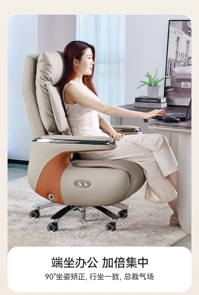 Luxury Electric Massage Executive Chair - Ergonomic Genuine Leather Gaming Office Desk Chair with Premium Design Furniture JT40