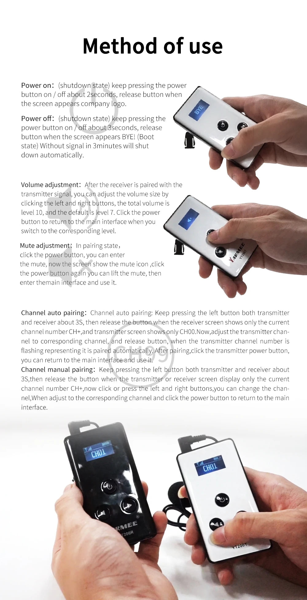 YARMEE Full Set Wireless Audio Tour Guide System  2 Transmitters +38 Receivers With Microphone Charger case