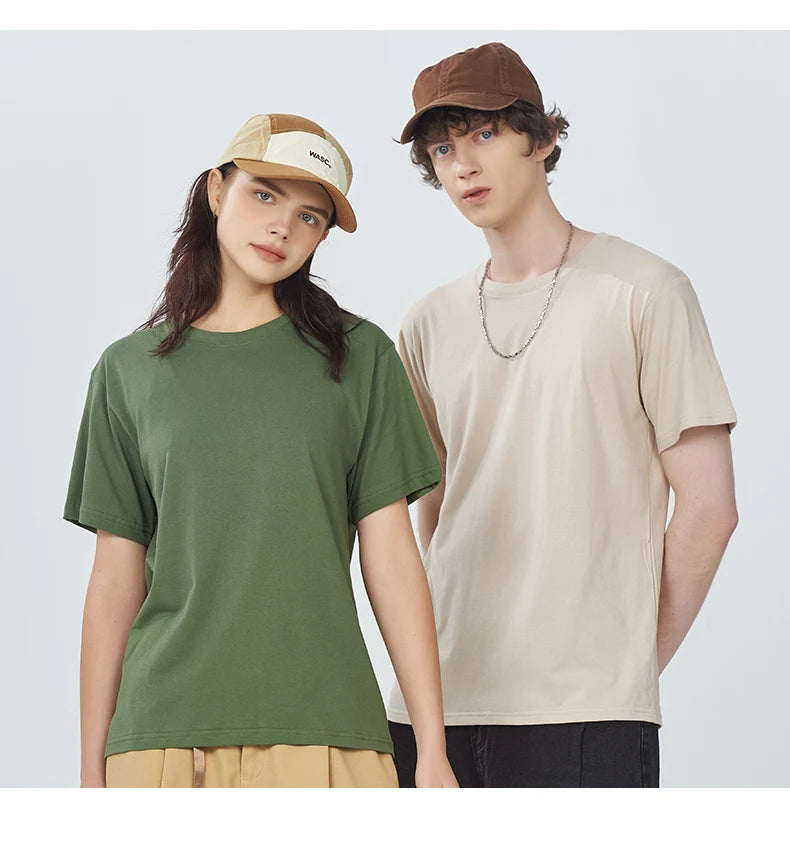 100% Cotton Solid Color T-Shirts Men Woman Short Sleeve Fashion Brand Trend Casual Soft Clothing Tees Breathable Summer Tops