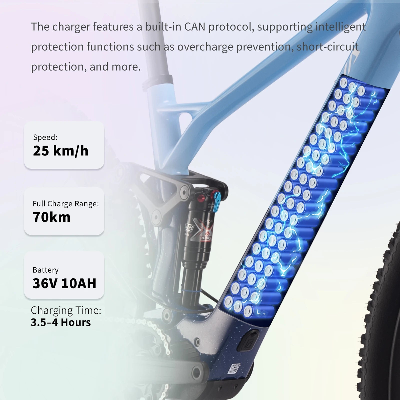 SAVA E-BIKE Mountain Bike 36V 10Ah Full-Suspension Carbon Fiber Mountain Bike 70km Range 12-Speed Electric-Assist Mountain Bike