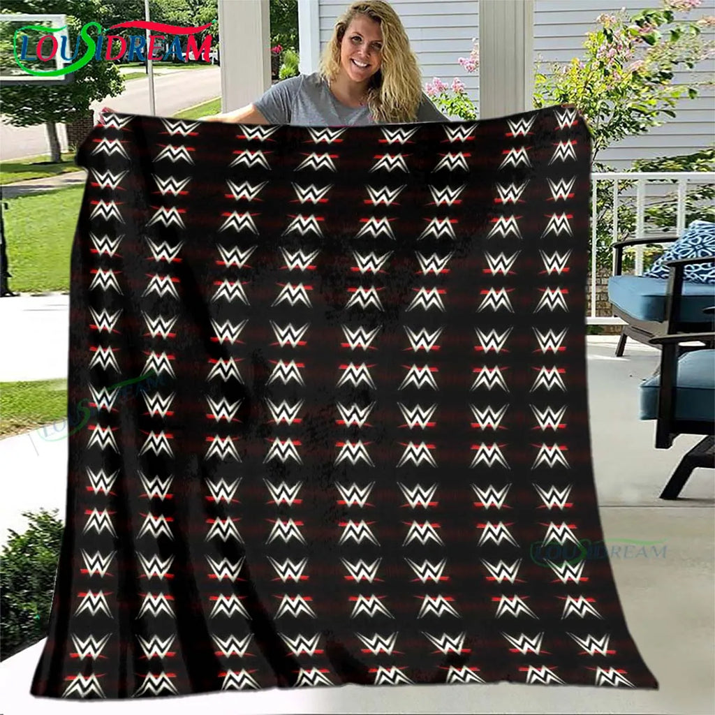Fashion Wrestling Sport W-Wwe Print Blanket Flannel Thin Blanket Portable Home Travel Office Lunch Break Blanket Bath Towel Gift