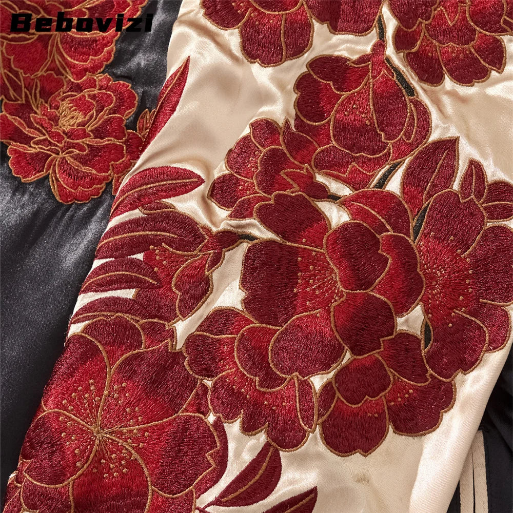 Fashion Anime Lion Flower Embroidered Zipper Jacket Streetwear Hip Hop Men's Harajuku Japanese Baseball Coat Bomber Jacket