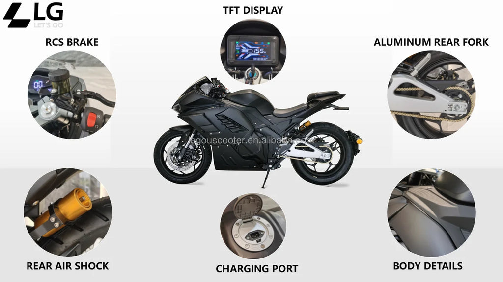 Lithium-ion 72V Center Motor 4000W Fast Speed 130KM/H Chopper Electric Motorcycle