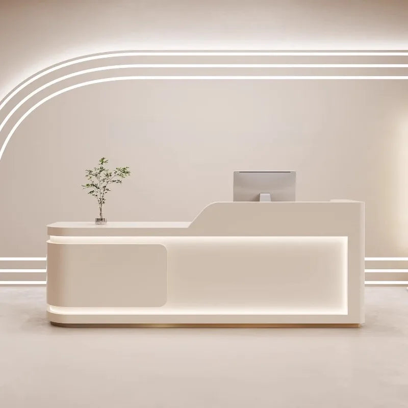 Nordic Cream Style Reception Desks French Clothing Store Beauty Salon Cashier Desk Training Institution Office Furniture FYRD
