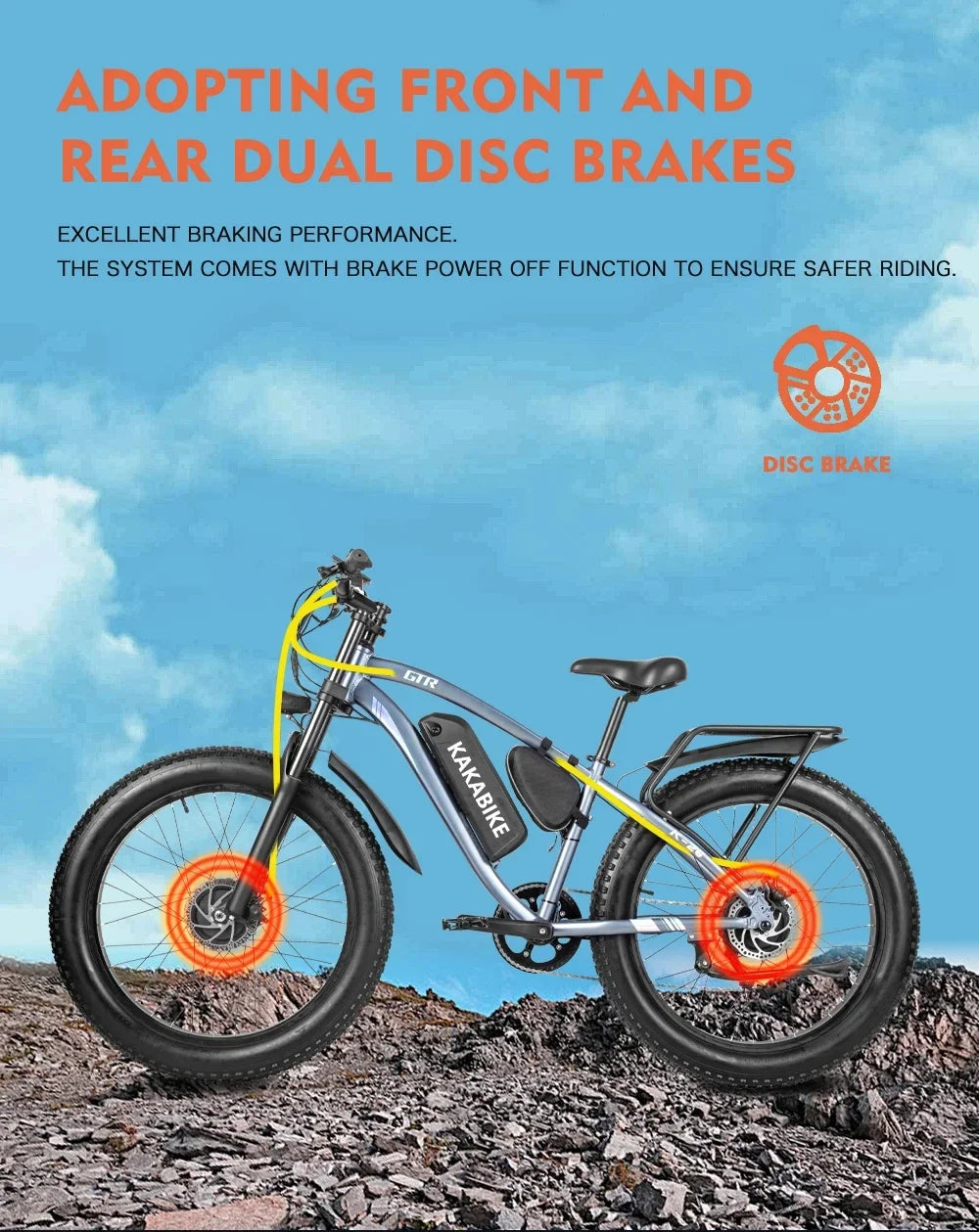 2000W Dual motor Electric Bike 21AH Lithium battery 26*4.0 fat tire urban commuter Electric bicycle 50KM/H Adult Mountain E-Bike
