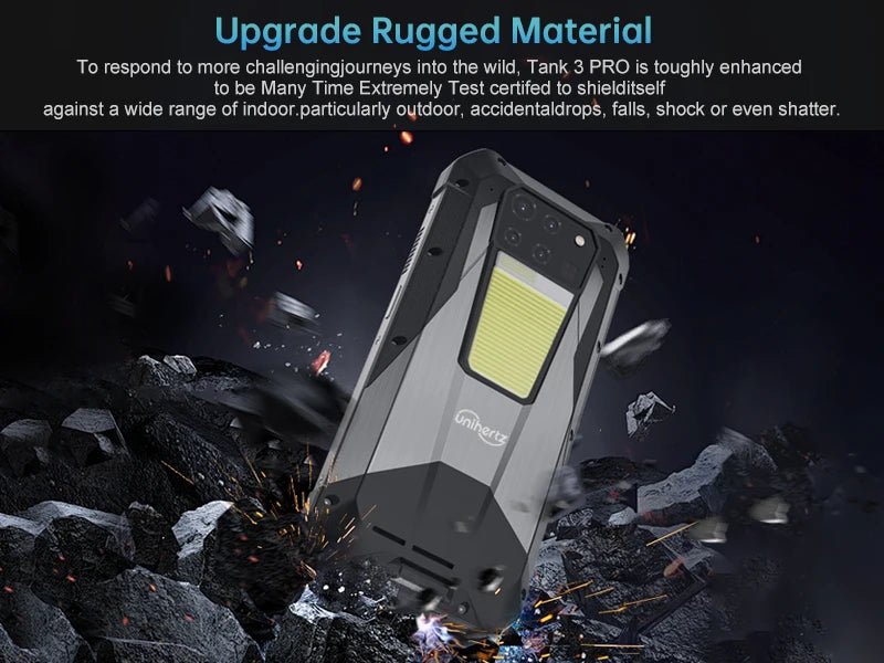 Unihertz Tank 3 Pro 8849 Rugged 5G Phone with 100 Lumens Projector Android 14 32GB 512GB 23800mAh Waterproof Phone WIFI 6 NFC