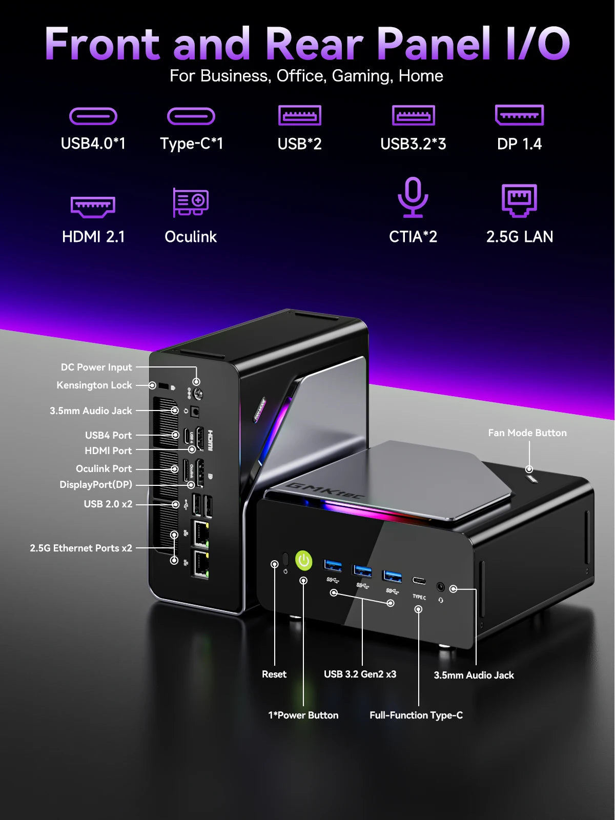 GMKtec NucBox K15 Mini PC Intel Core Ultra 5 125U DDR5 4800Mhz Pcie 3.0 SSD Windows 11Pro WIFI 6E BT 5.2 Full-featured USB4.0