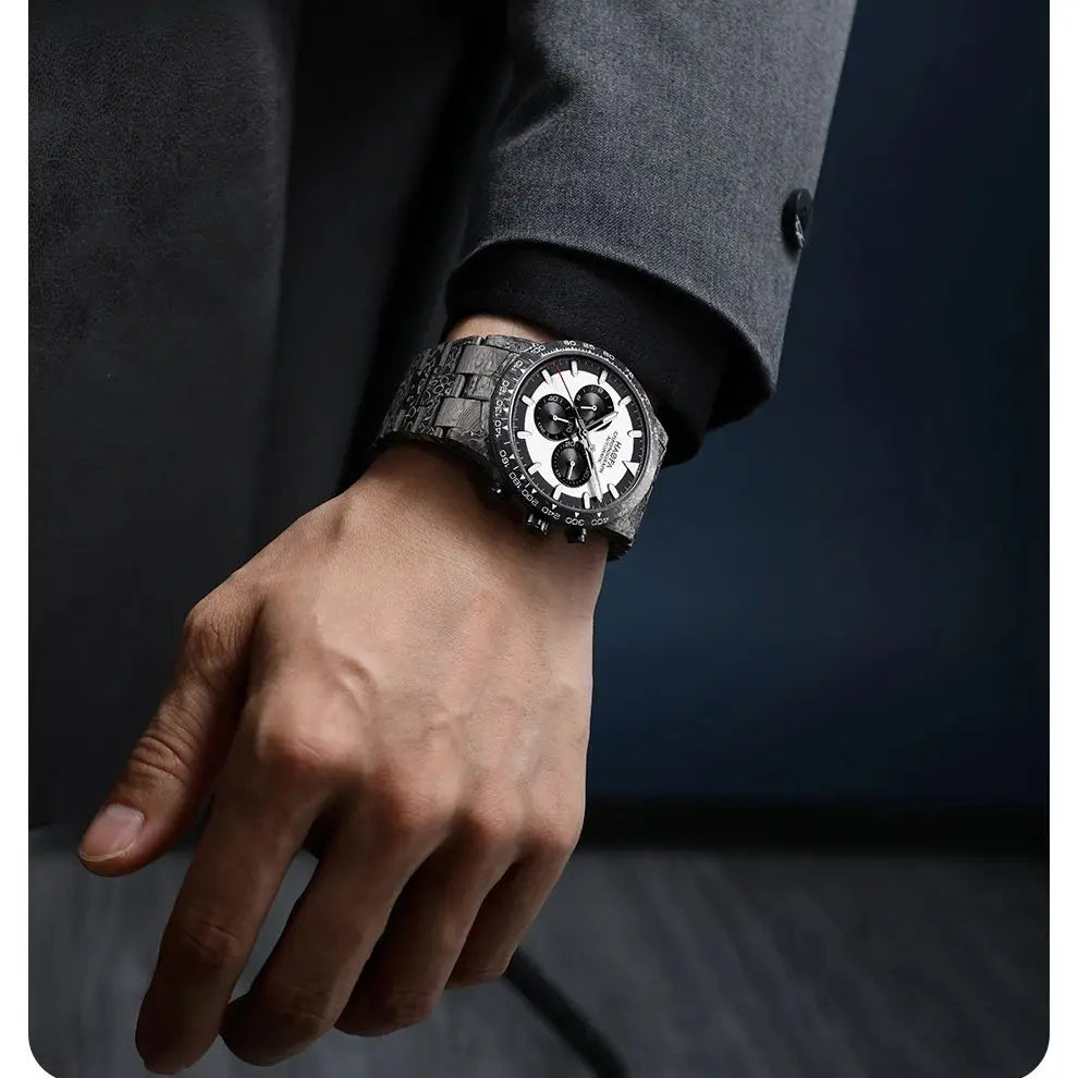 Haofa Watch for Men Full Carbon Fiber Chronograph Automatic Mechanical Watch Sapphire Waterproof Wristwatch Multifunction 2366-1