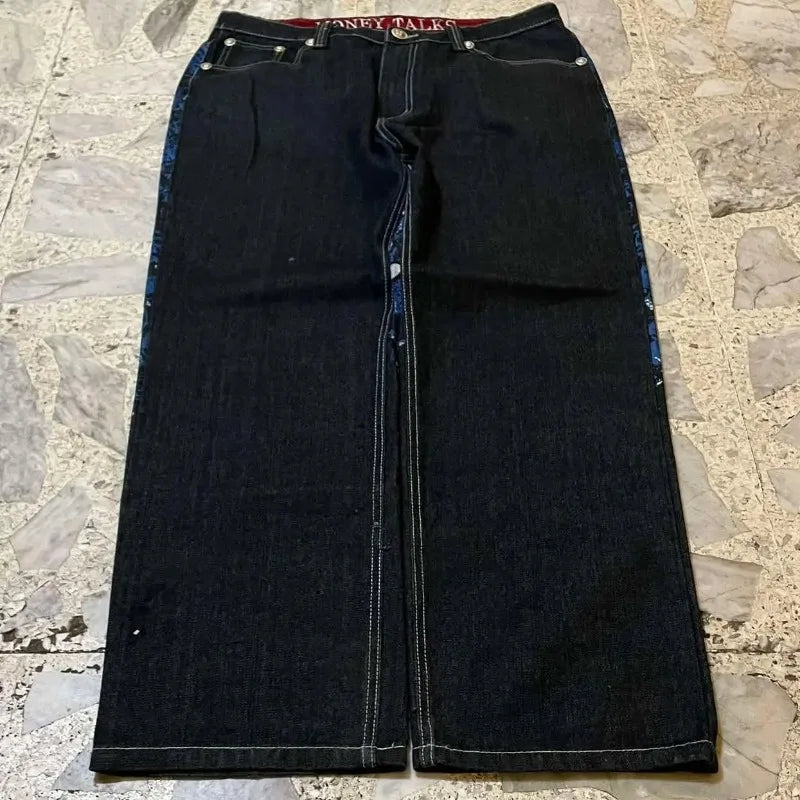 2025 American Fashion Trend Super Character Printed Baggy Jeans Men Y2K Street Harajuku Retro Popular High Waist Wide Leg Pants