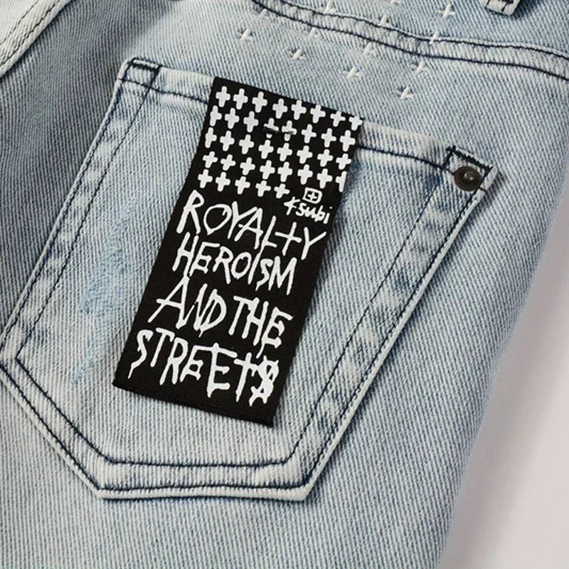 2025 KSUBI Men Personality Multi-style Low Rise Elastic Skinny Denim Pants American Style Ripped Trousers Jeans