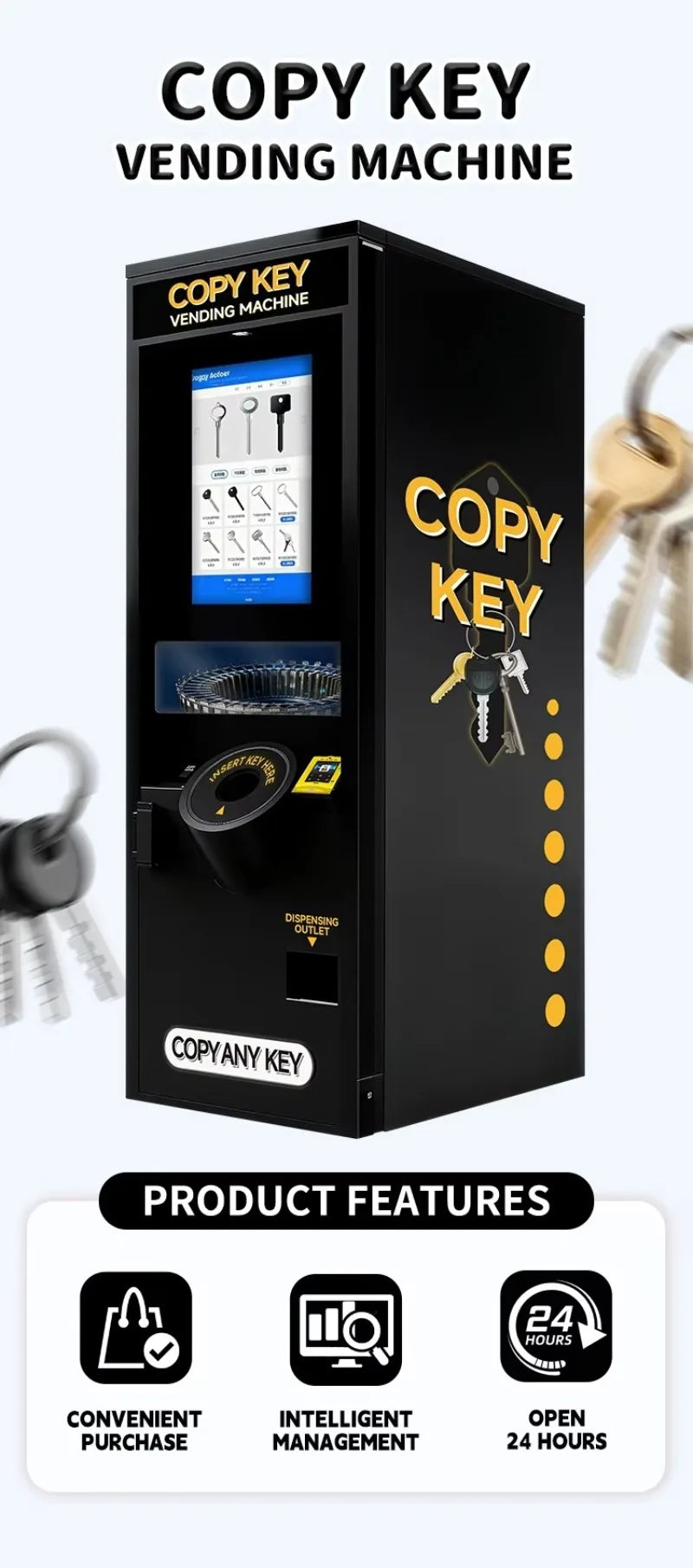Customized High Profit Key Copying Vending Machine Self Service Touch Screen for Car House and Office Keys Business Opportunity