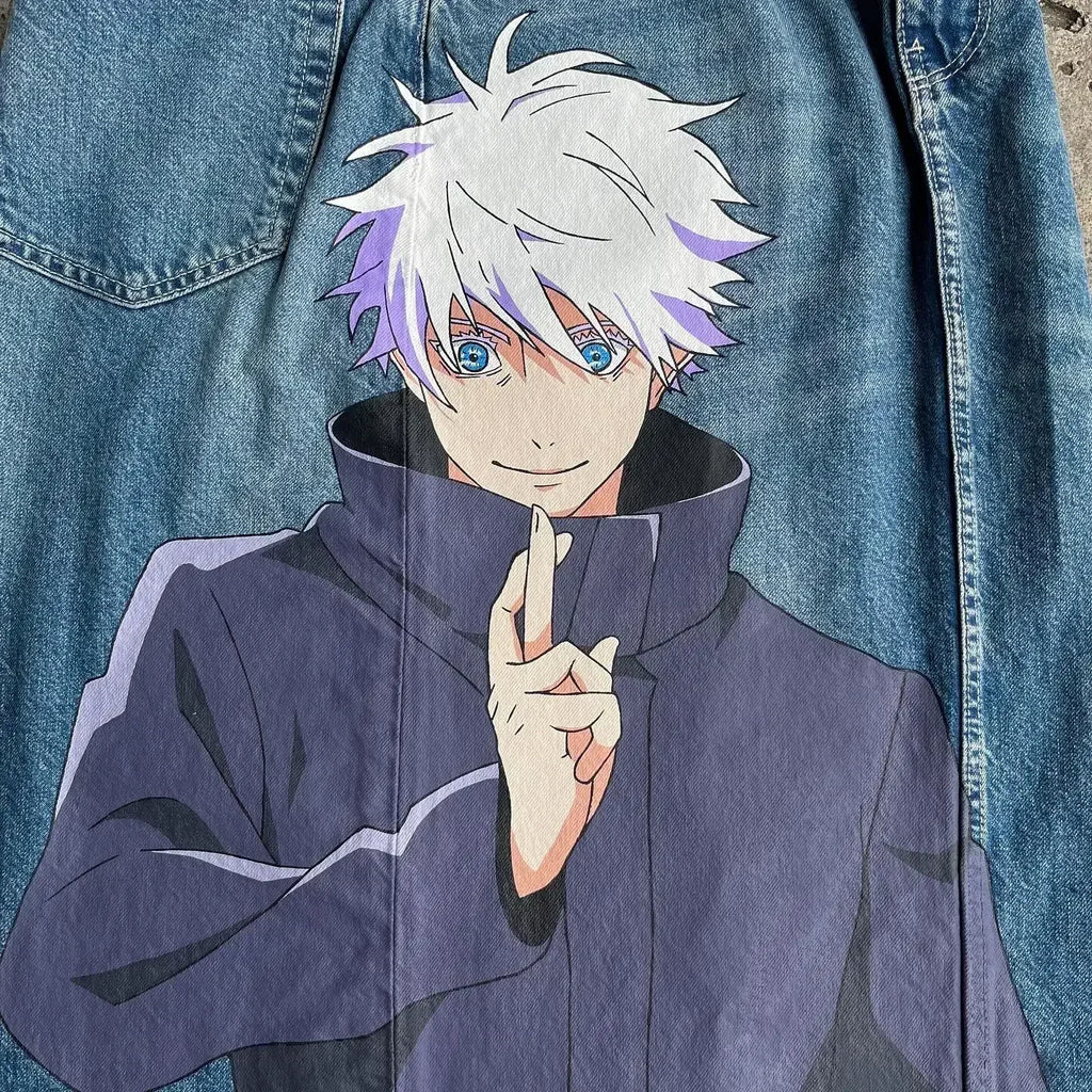 Harajuku high street y2k baggy jeans vintage wide leg denim pants popular anime jeans streetwear couples trouser men clothing