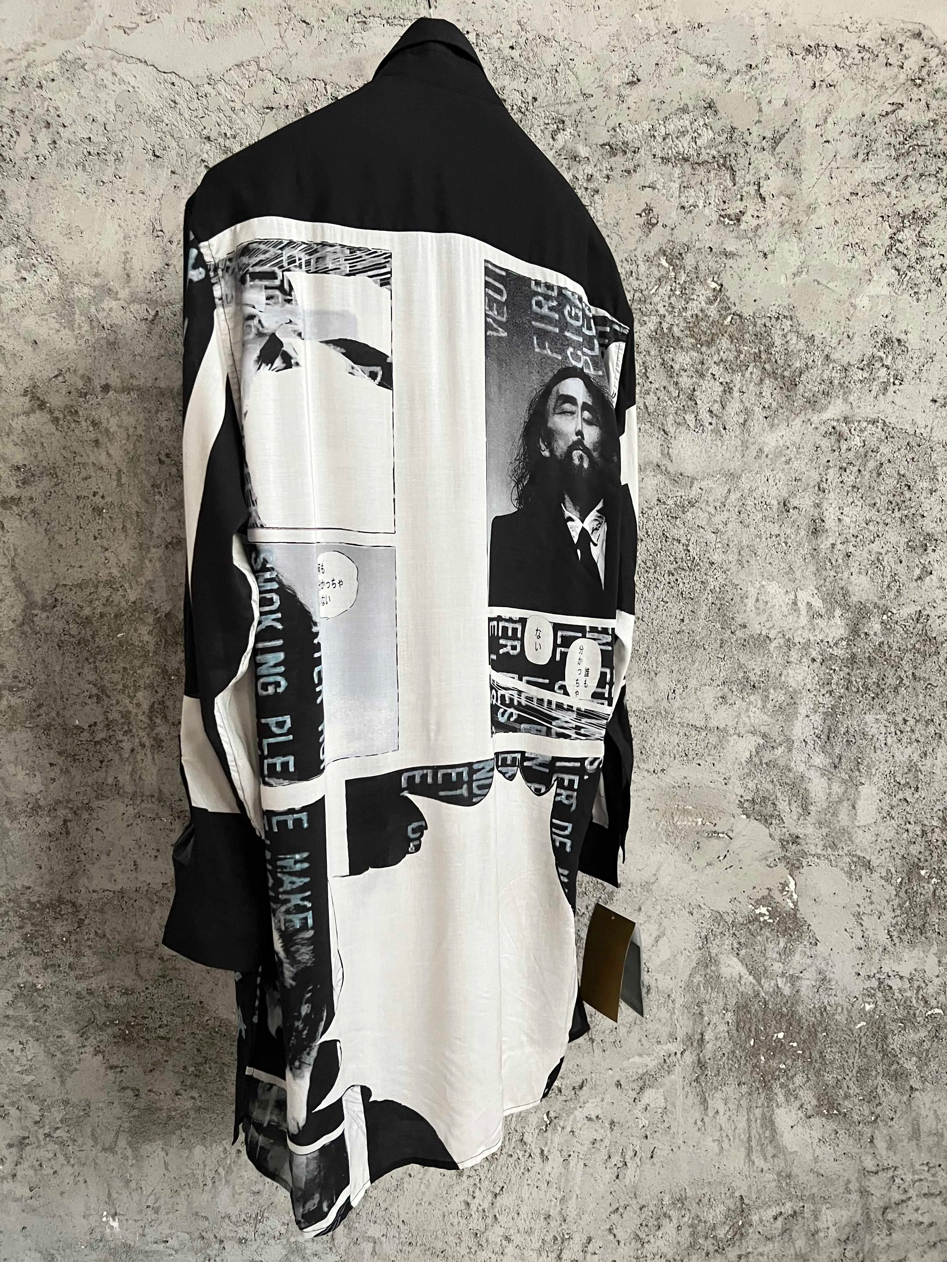 Pure cotton hand-painted cartoon printed long shirt for men on the streets of Hawaii