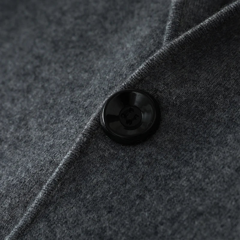 100%Cashmere Suit Men's Suit Collar Knitted Cardigan Business Casual Coat High Waisted Knitted Shorts Winter Thick Two-piece Set