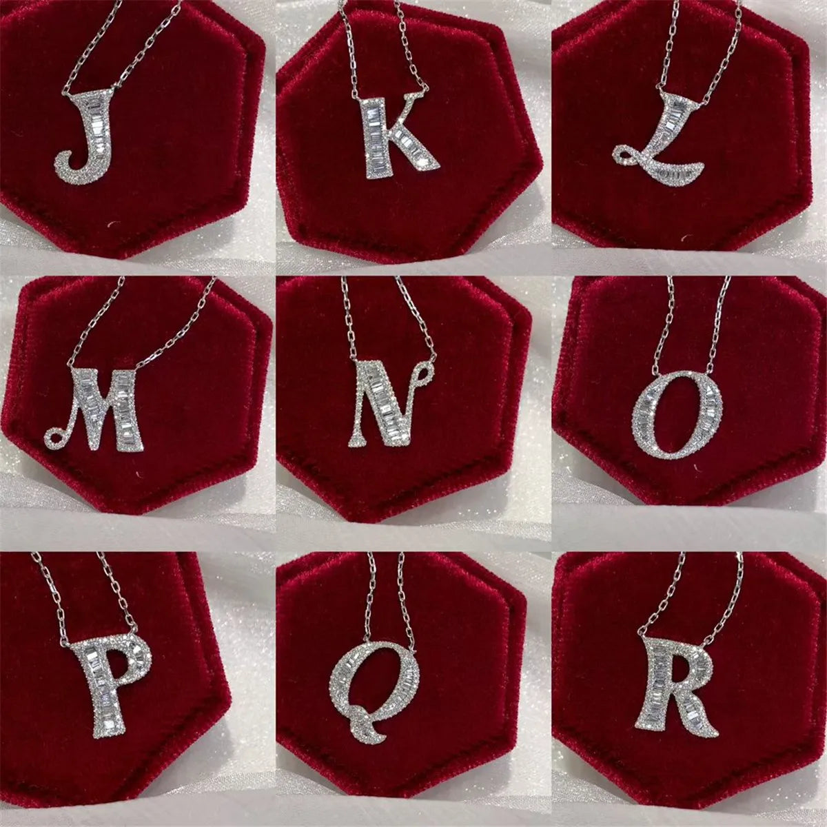 18K gold solid genuine gold natural diamond letter diamond necklace - high-quality jewelry available in stock, for customization