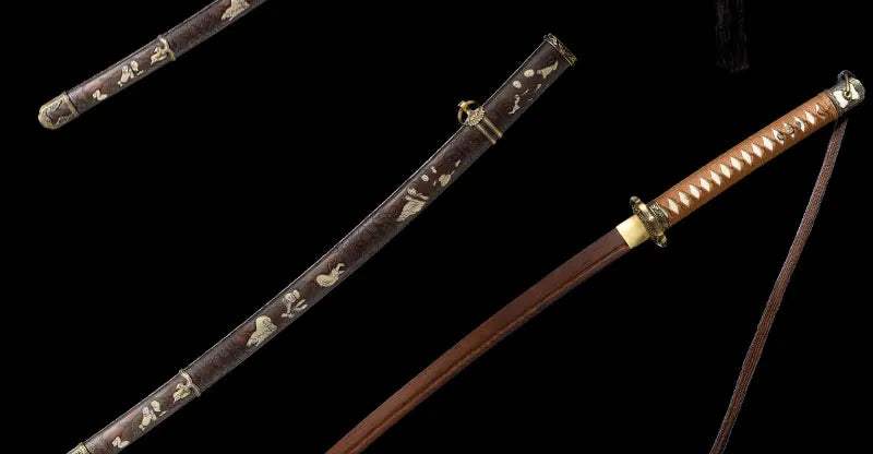 Wooden Sword, Japanese Officer's Sword, Saber Katana, Metal Saya Couple Pattern, Collection, Samurai Sword,Can Custom